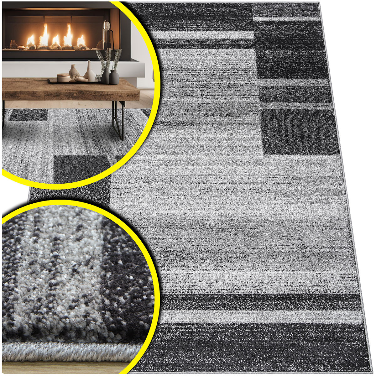 Koberec Černý Koberec Do Obývacího Pokoje Adventure Šedý Koberec Do Pokoje Loft 80x150