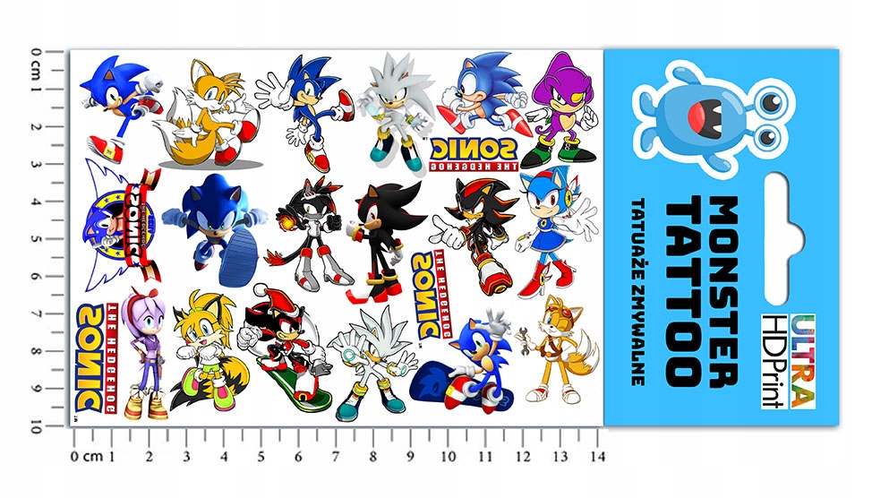 ZESTAW NAKLEJKI + TATUAŻE DLA DZIECI DZIECIĘCE SONIC JAKOŚĆ Marka inny