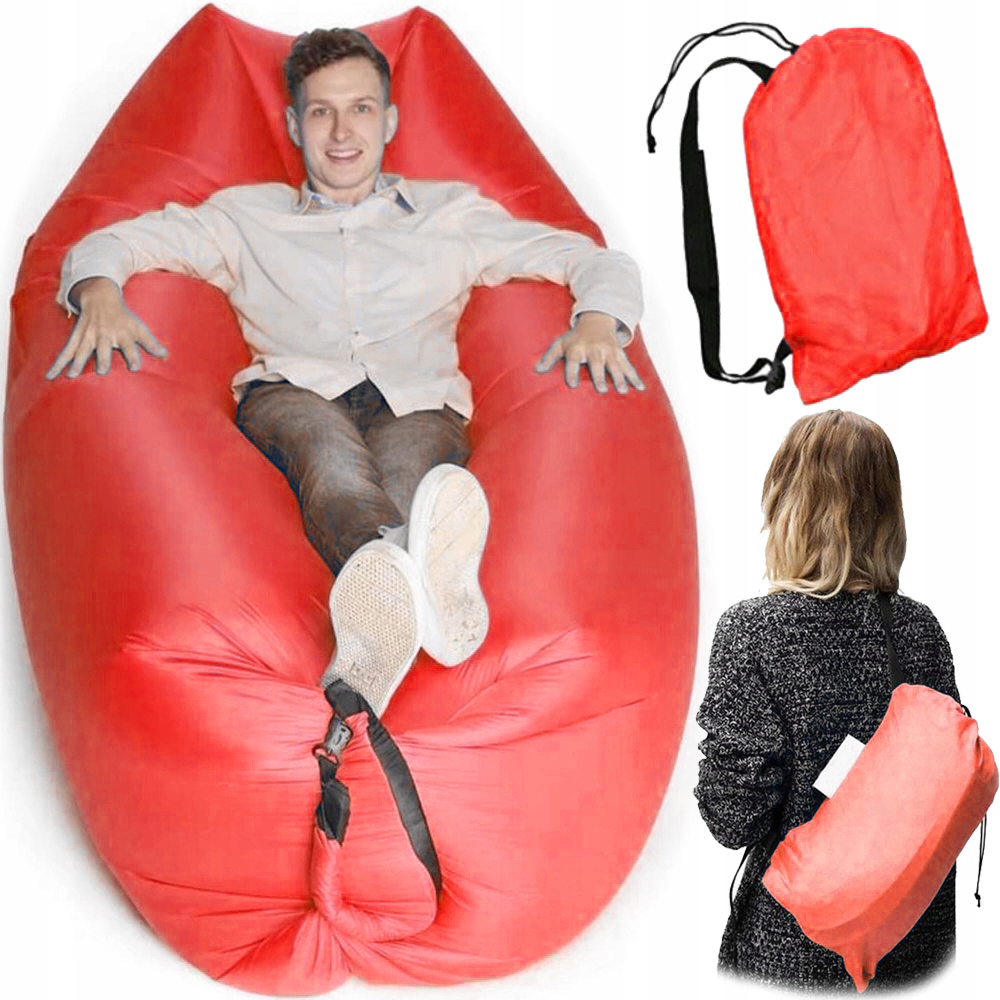NADMUCHIWANA ROZKŁADANA SOFA LAZY BAG FOTEL CZERW
