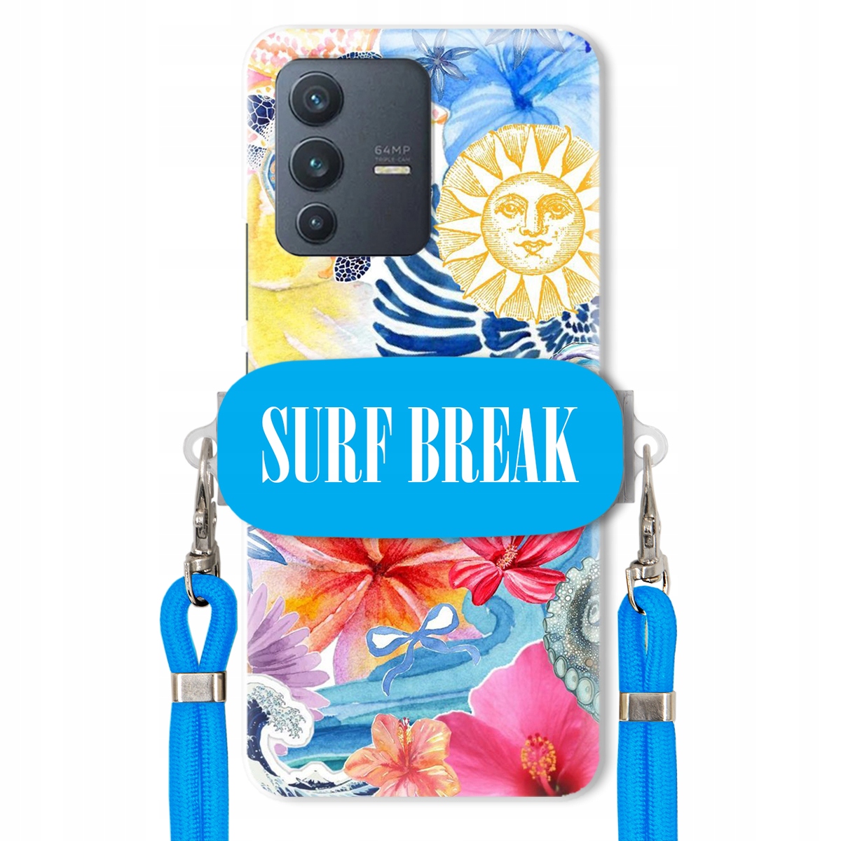 Puzdro pre Vivo V23 Vodítko Crossbody Blue Držiak Surf Break Pancierové Prázdninové