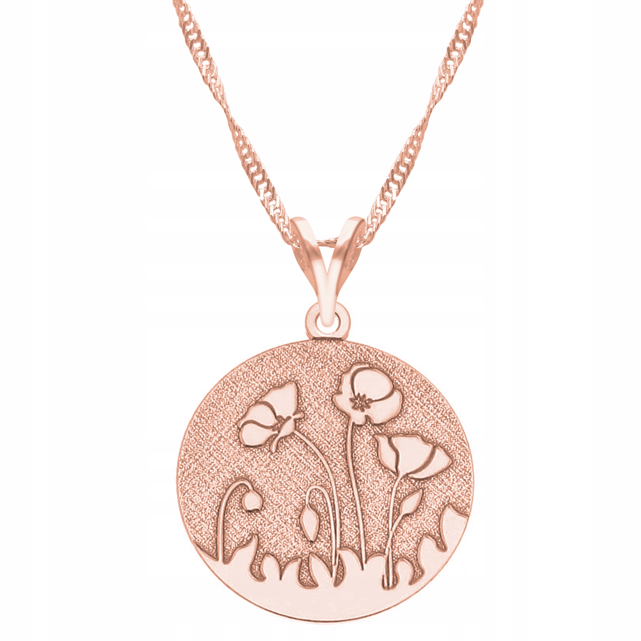 Řetízek zlatý náhrdelník 925 destička vlčí máky květiny