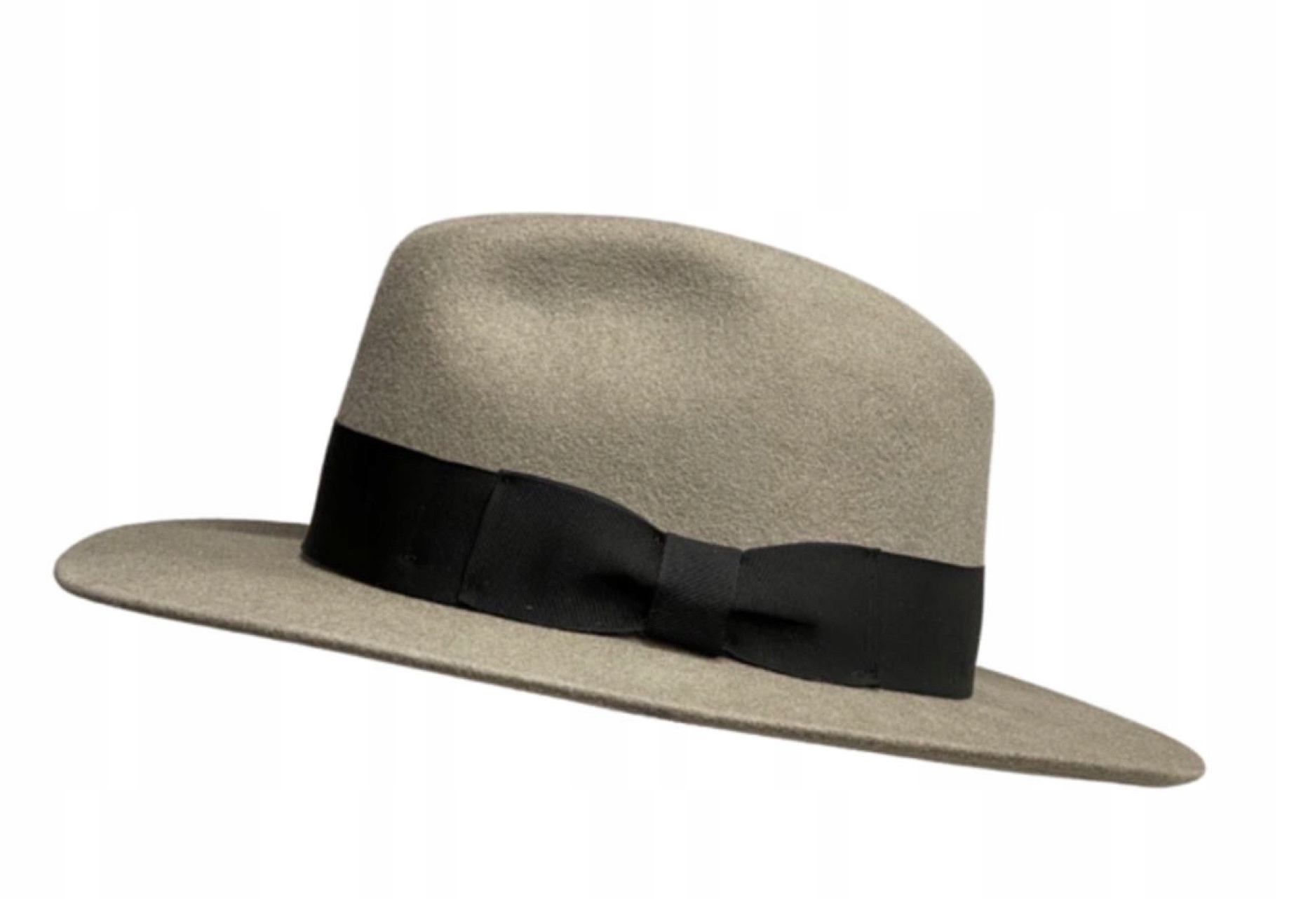 Jasný pánský plstěný klobouk s elegantní vlnou, šedý, 60 cm Fedora Skoczów