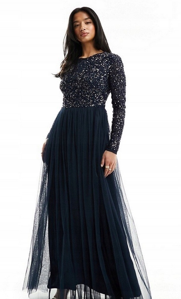 Flitrová Zdobená Tylová Koktejlová Šaty Maya 38 M