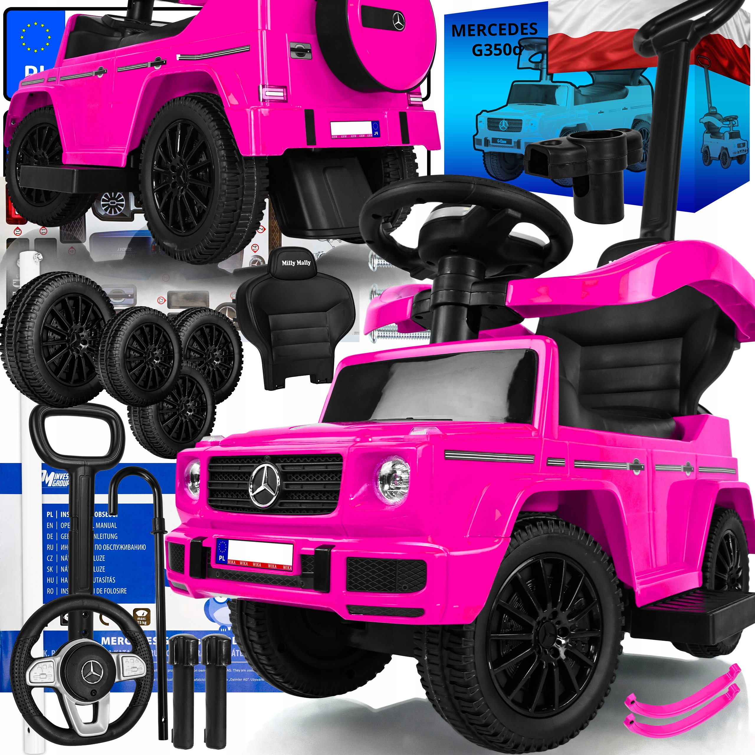 

Mercedes G350d Pchacz Jeździk Autko 4W1 Chodzik
