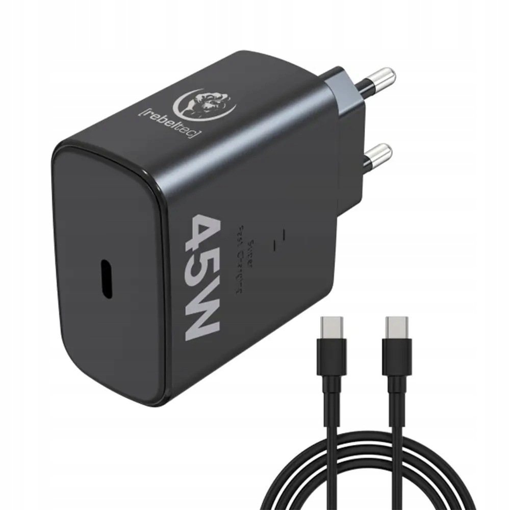 Ładowarka sieciowa Rebeltec H1045 45W z kablem Usb- C na Usb- C 2m czarna