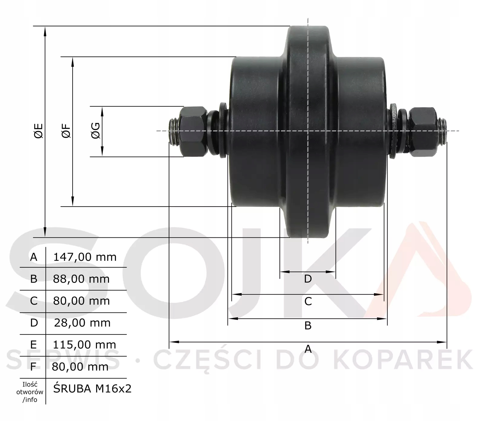 Rolka jezdna SCHAEFF TEREX TC16 TC20 HR11 HR12 (5527640009) Marka maszyny Inna