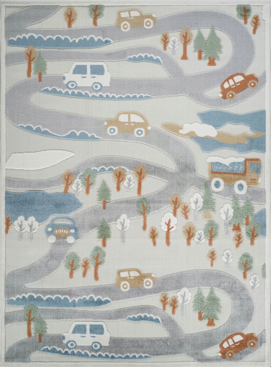 Detský koberec 160x220 cm, mäkký krémový vzor uličiek s 3D efektom