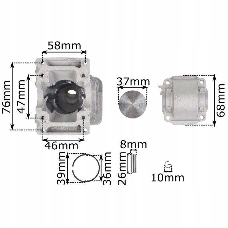 Cylinder Tłok STIHL 017MS 170 CHROM Kod producenta CYK170MS-00
