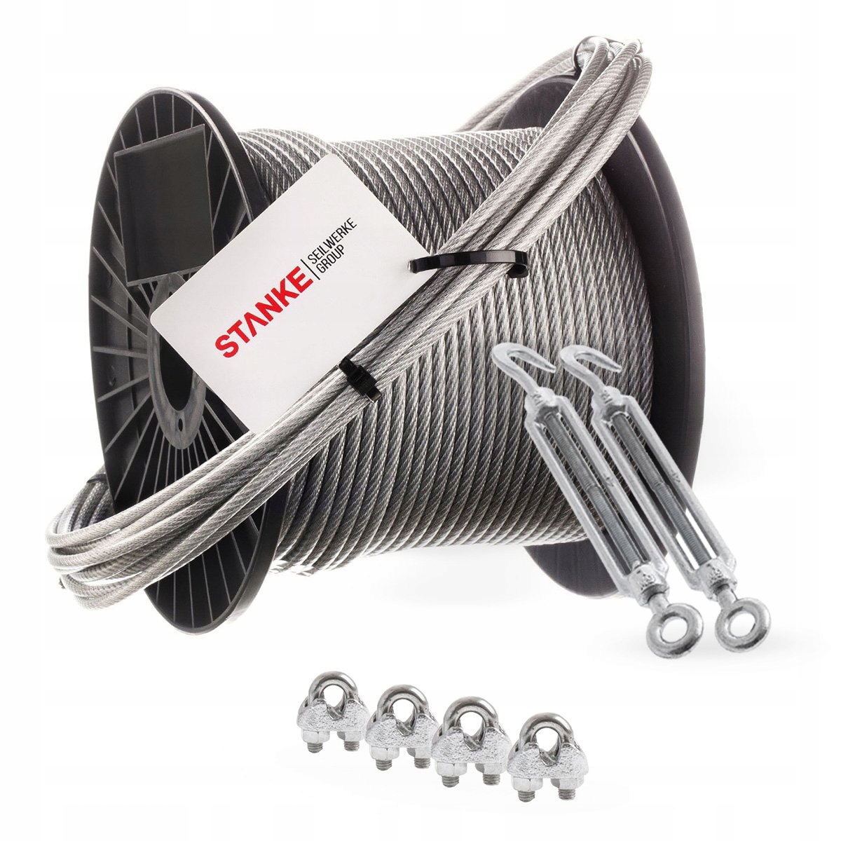 Lina ocynkowana 5m 2mm 1x19 w zestawie montażowym