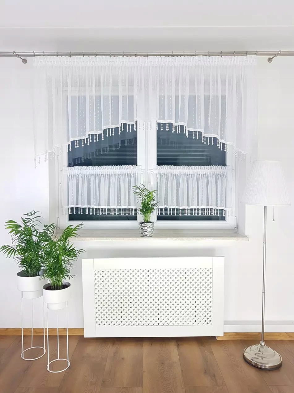 Firanka Sable Zazdrostki Do Kuchni Z Koralikami Białe Firany Do Kuchni