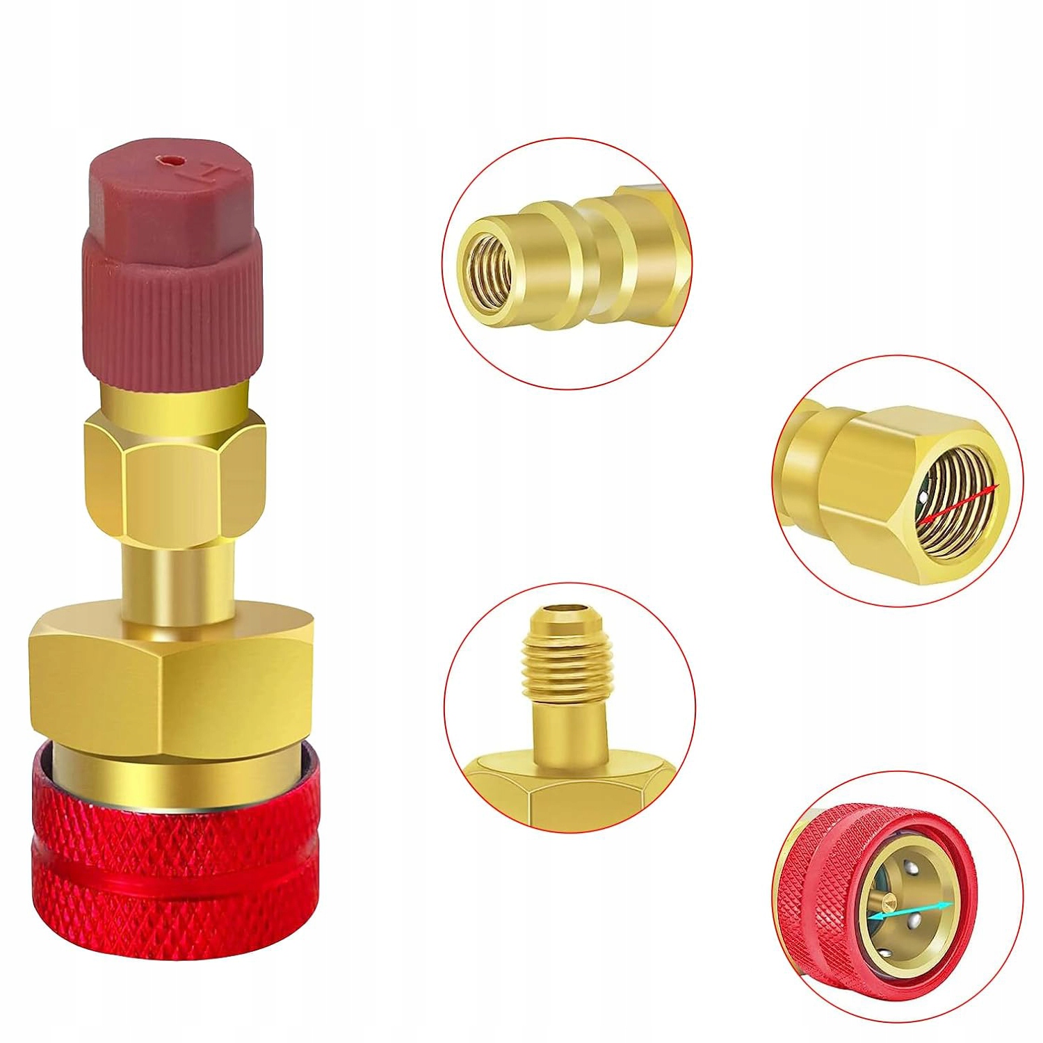 2x PRZEJŚCIÓWEK Adapter zaworu do klimatyzacji R1234YF do R134A PREMIUM Czynnik chłodniczy R134A