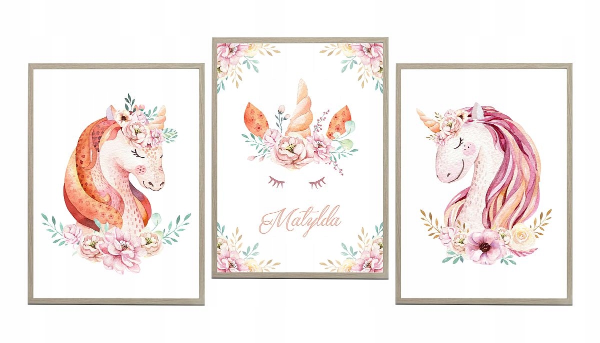 Zestaw 3 plakaty pastelowy jednorożec unicorn A3