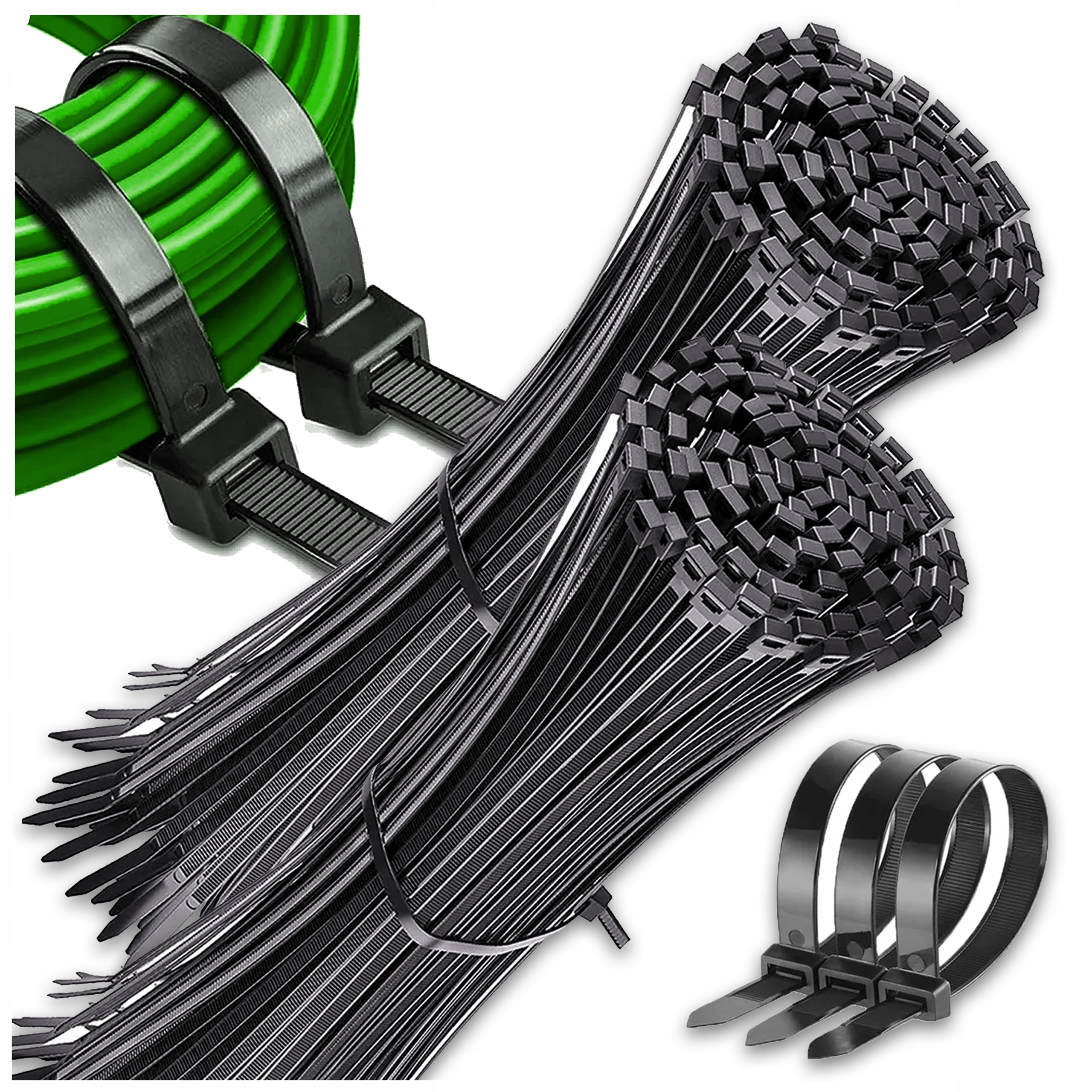 Opaski Zaciskowe Nylonowe Kablowe Trytytki 4.8X300MM Mocne 200 Szt. Czarne