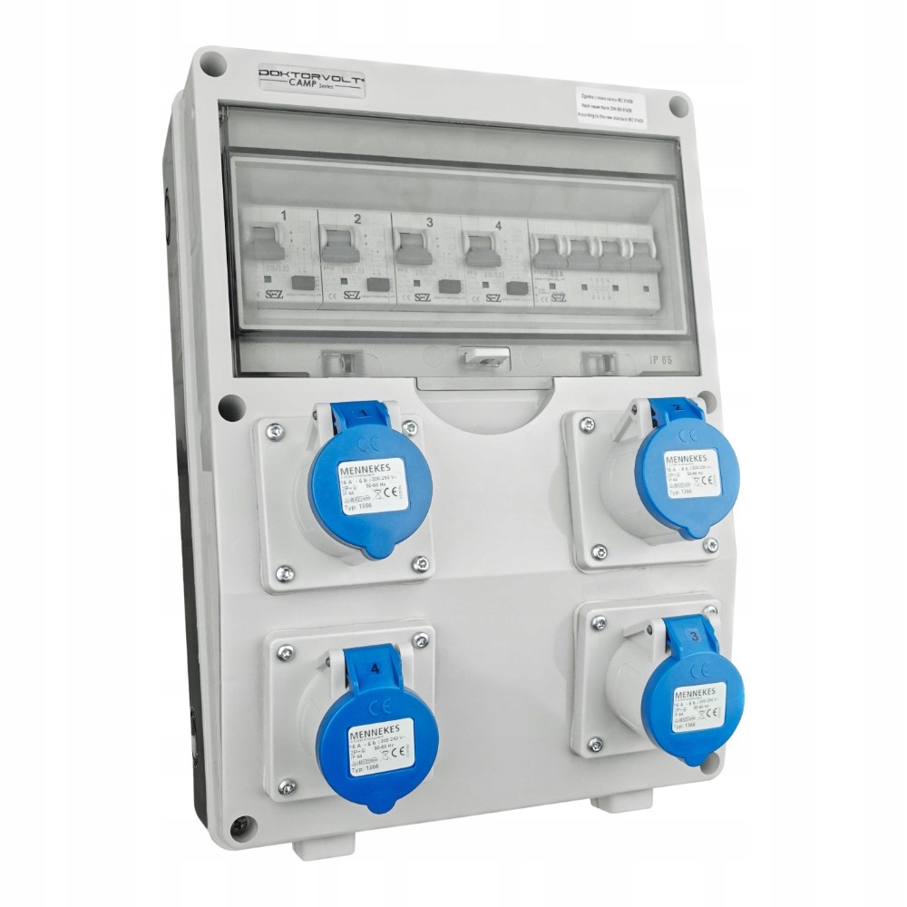 Kempingový stavební rozvaděč Td-s/fi 4x230 zásuvky Mennekes DV-7921
