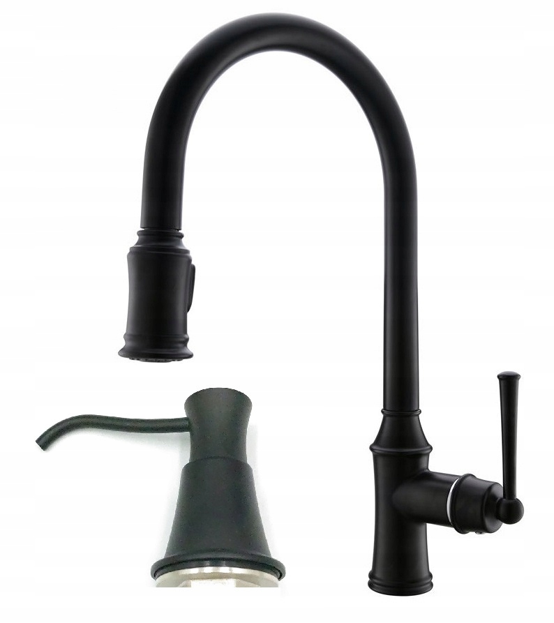 Čierna kuchynská batéria Retro Dena Black Mat Ww dávkovač