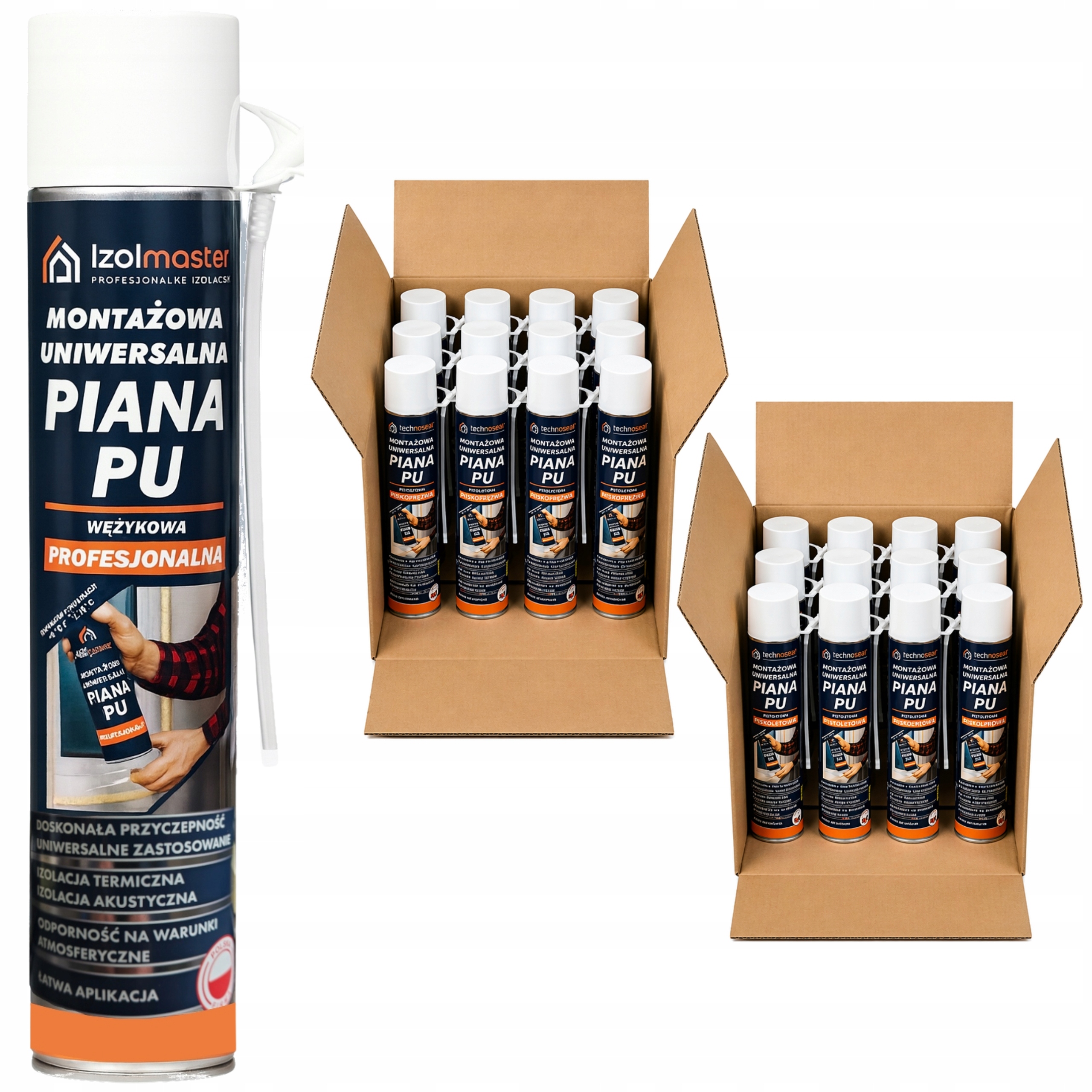 Nízkotlaková montážna pena Pu Izolmaster 750 ml Pena Hadica 24 Kusy