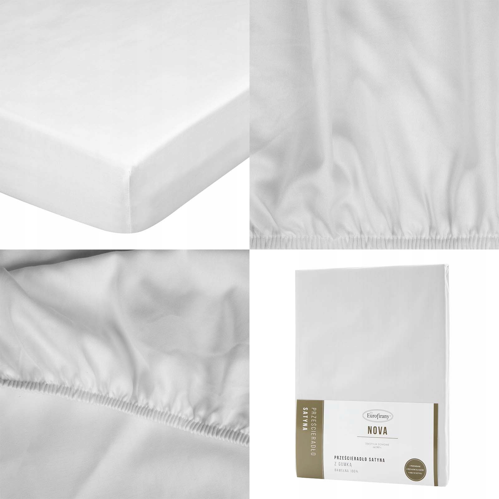 

Białe Prześcieradło Satynowe z gumką 160x200 Nova