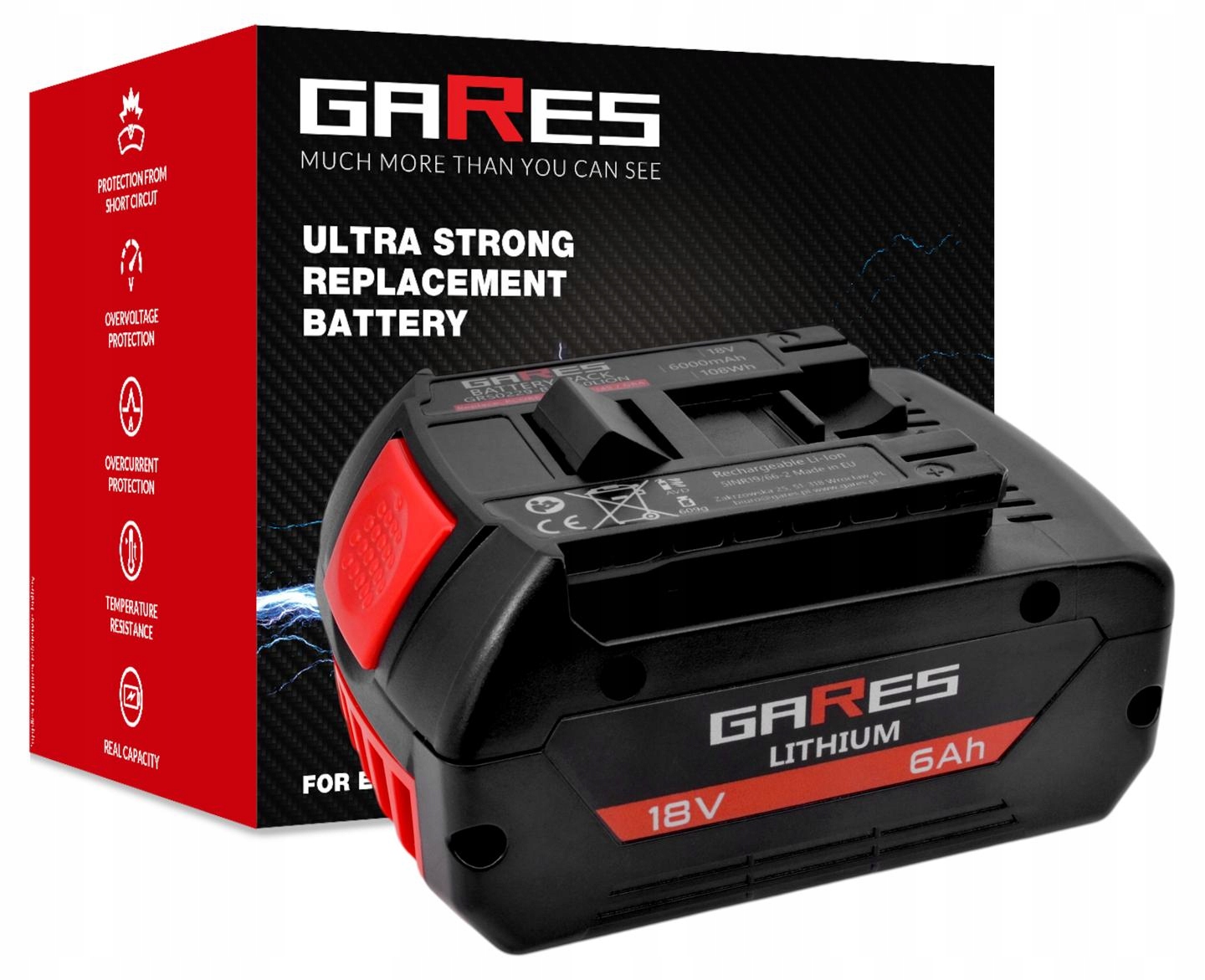 Akumulátor Gares pro Bosch Gba 1600A02149 1600A002U5 Professional 18V 6Ah