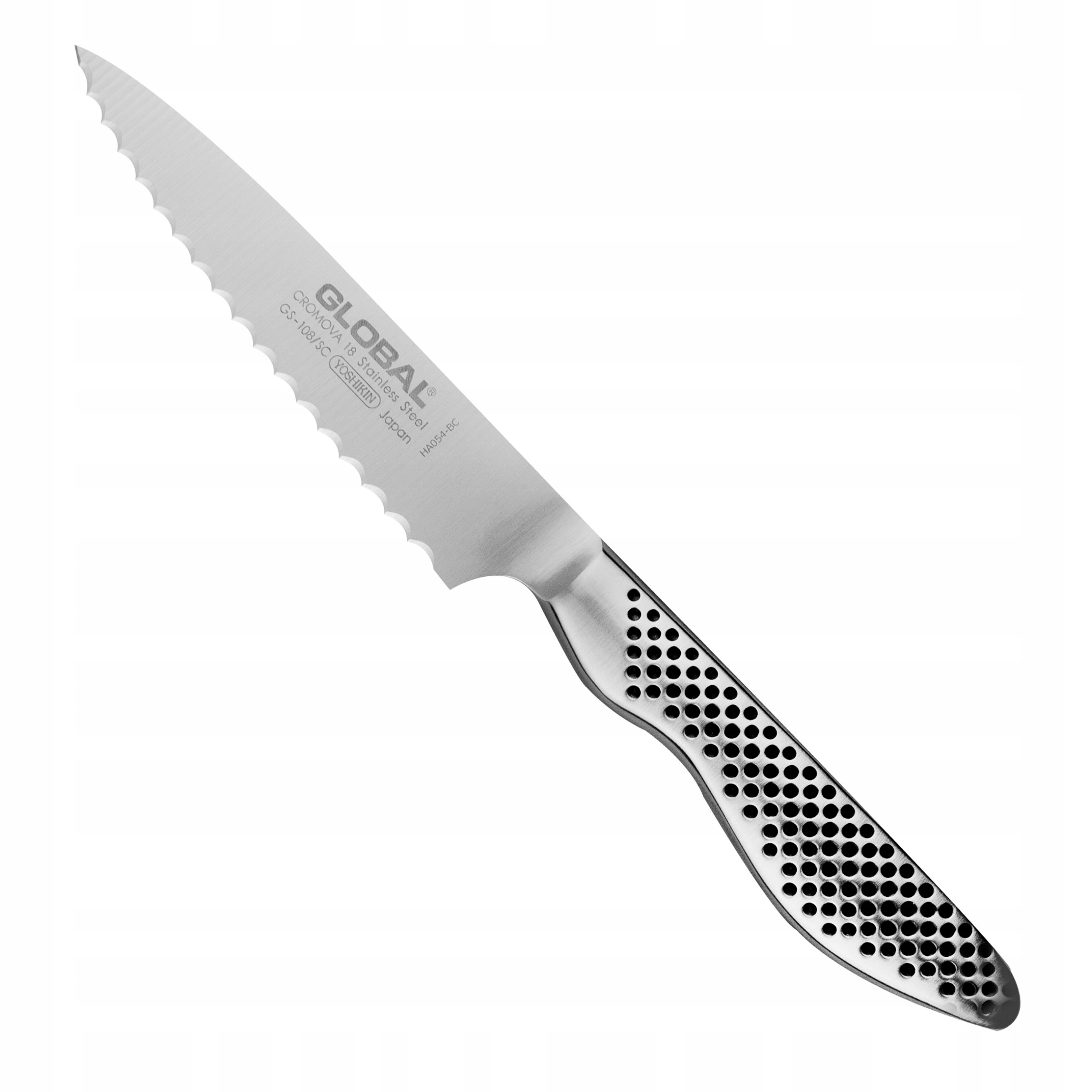 Nůž univerzální Global GS-108/SC 12 cm, zoubkovaný, vlnitý, Cromova 18