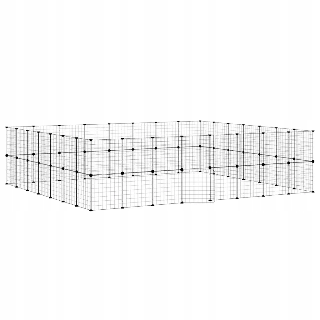 Levně 60panelová ohrádka pro zvířata s dvířky černá 35 x 35 cm ocel
