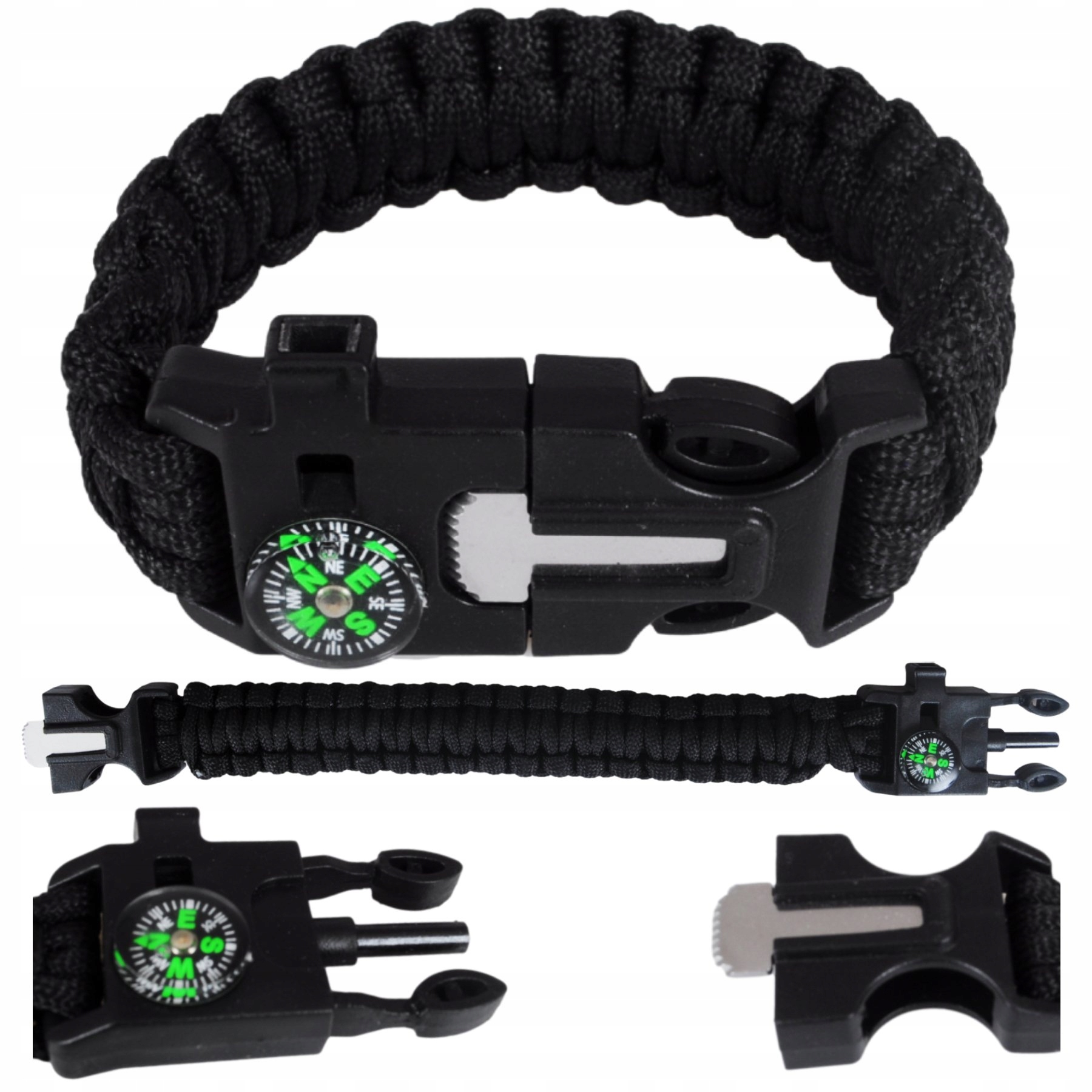 

Bransoletka Survival 5w1 Paracord Krzesiwo Kompas