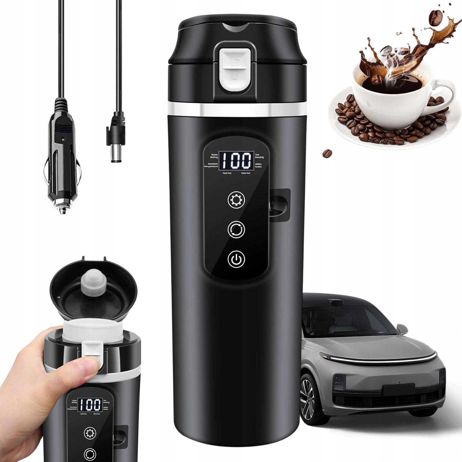 Termohrnek S Dotykovým Panelem A Víkem Otevíratelným Jednou Rukou O Objemu 400 ML