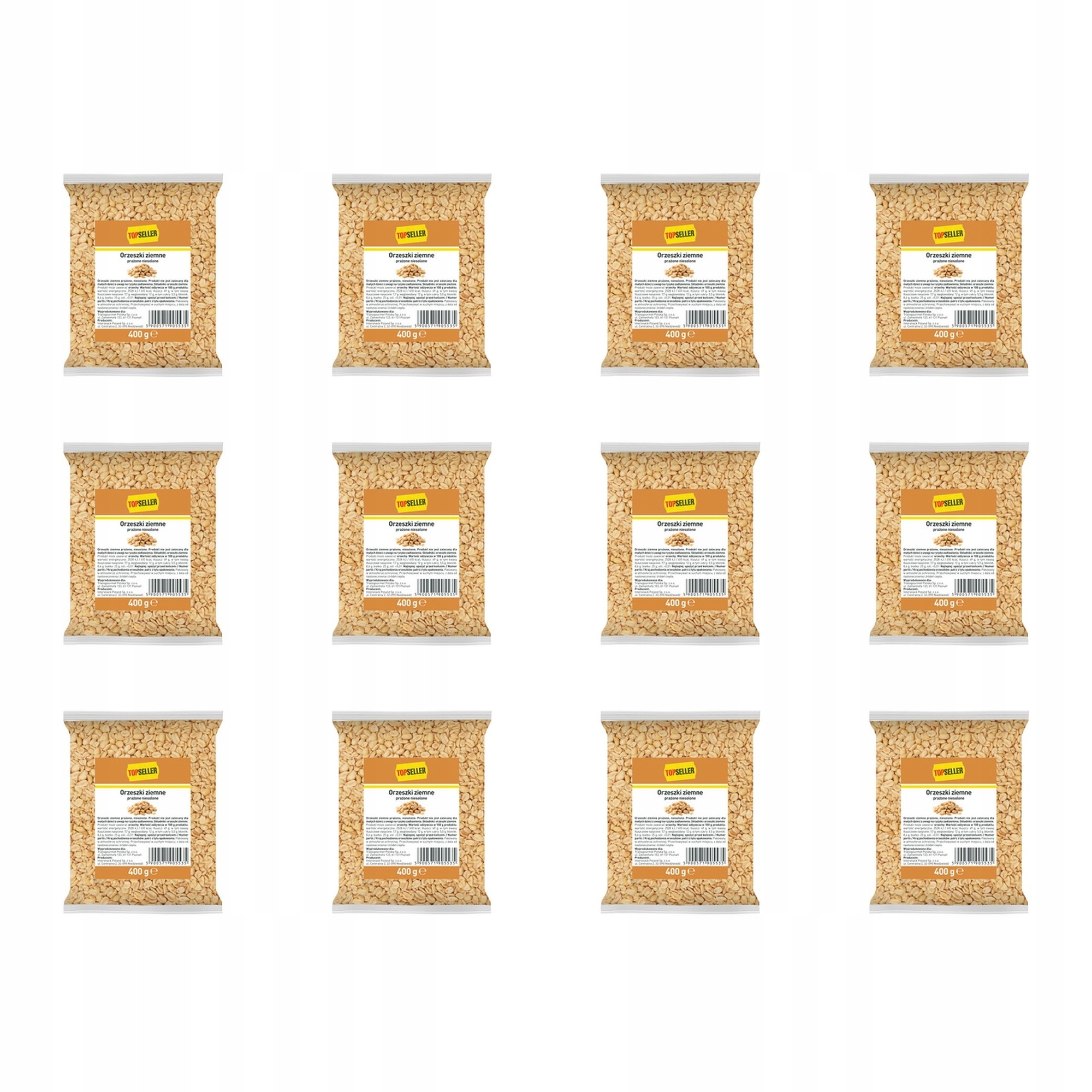 12x 400g Orzeszki ziemne prażone bez soli Topseller