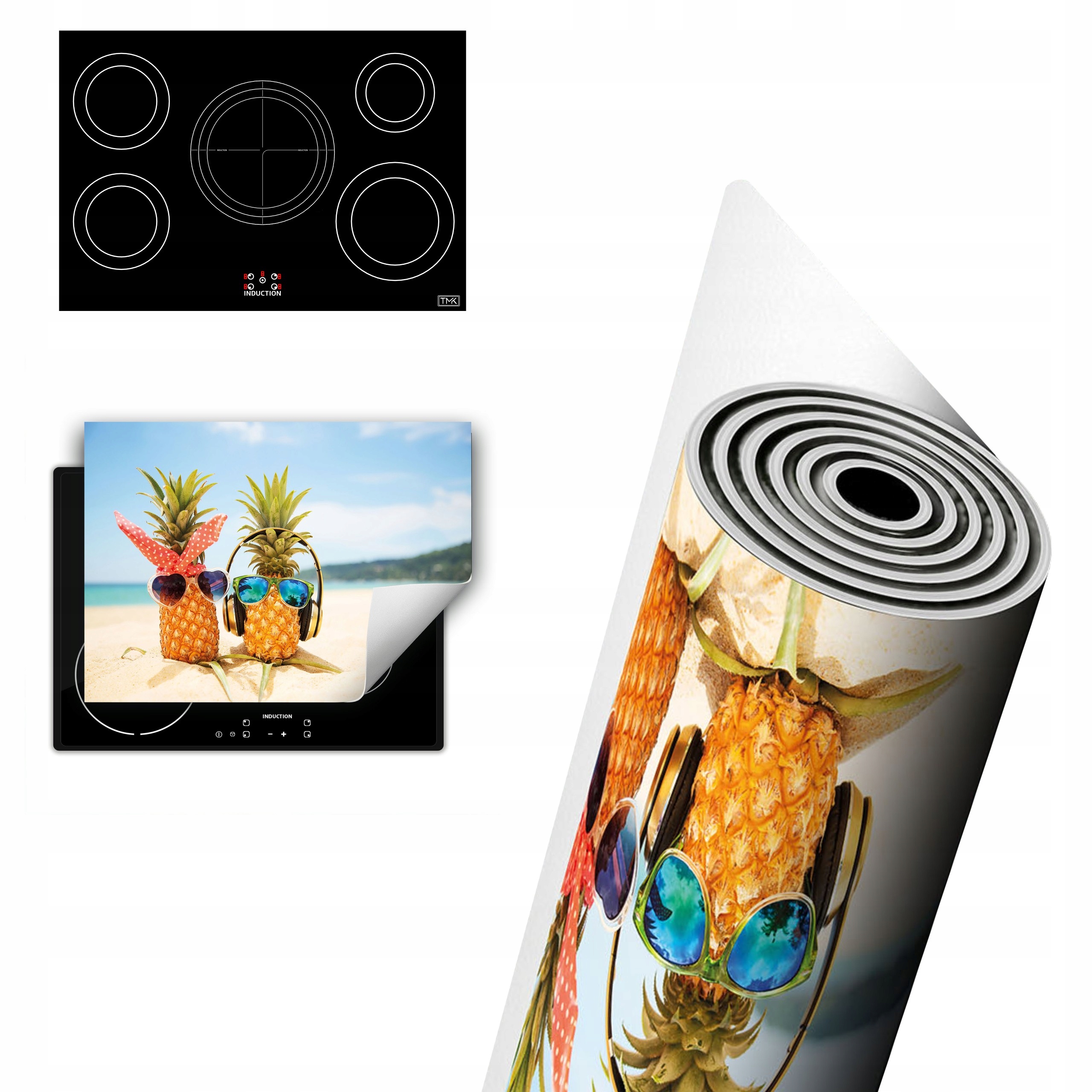 Vinylová Ochrana Na Indukci Desky 80x52 Ananas pláž