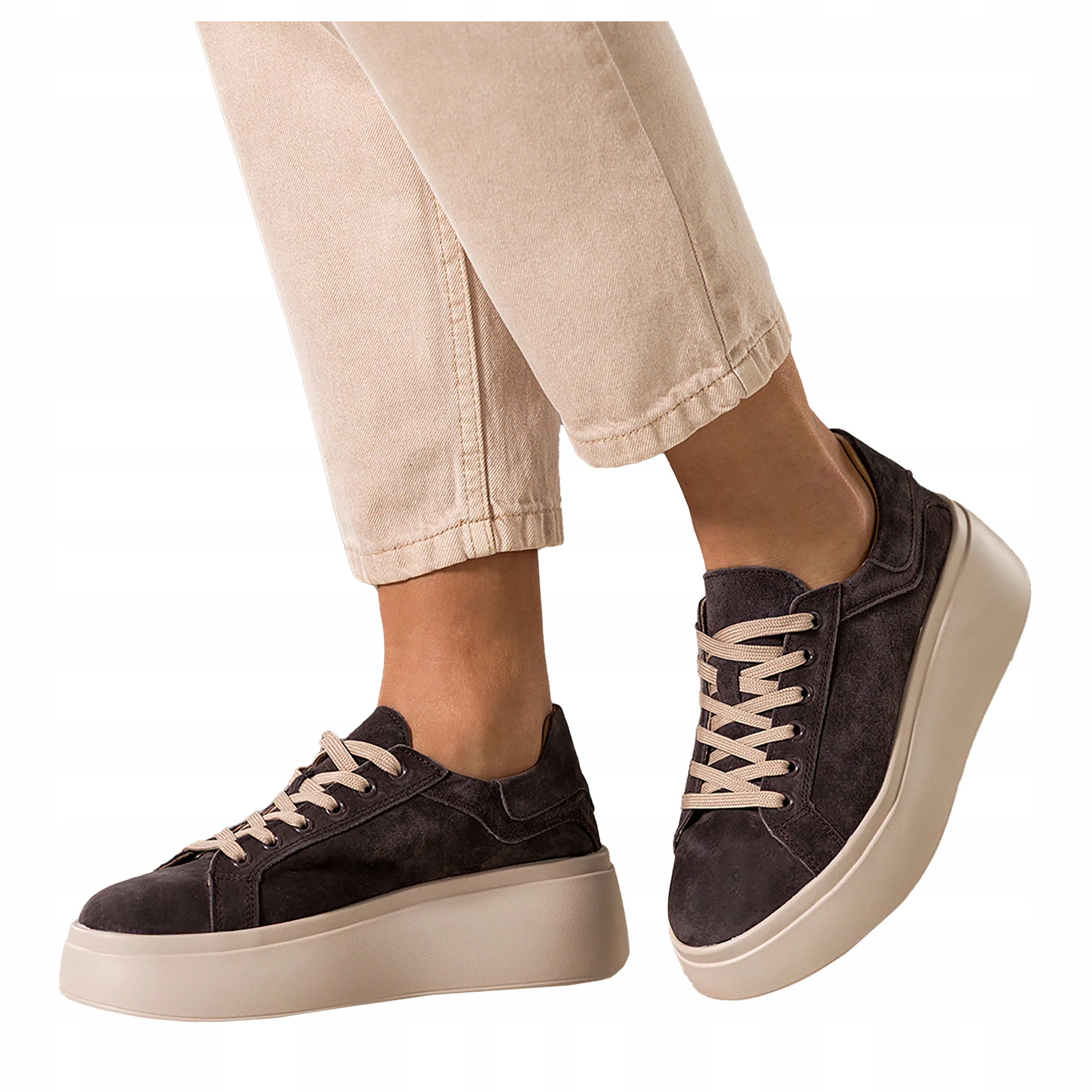 Čokoládové tenisky Dámské Kožené Sportovní Na Platformě Pohodlné vel 41