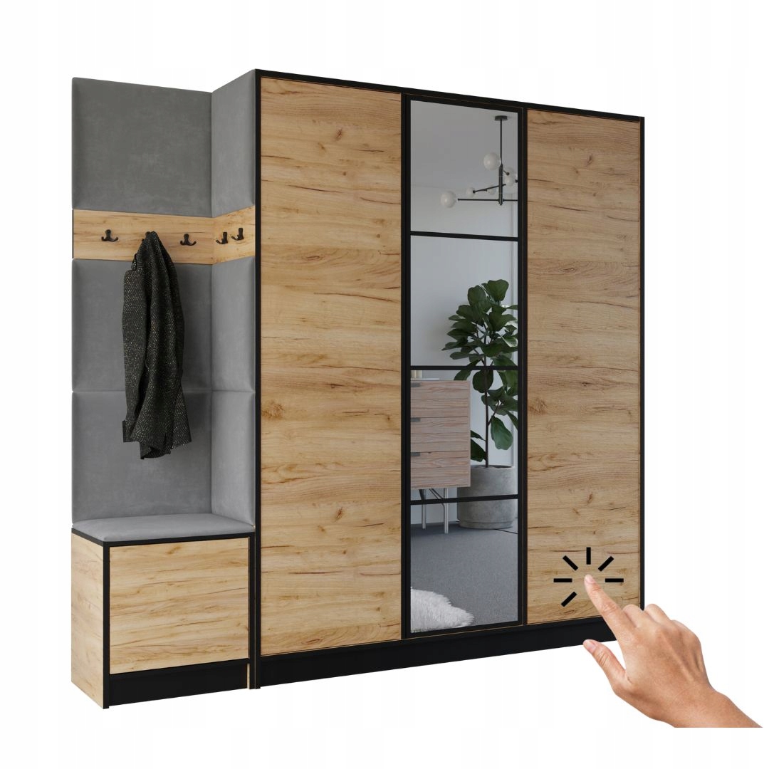 Šatní skříň Costa 14 dub craft zlatý šedá tkanina Vzor 1