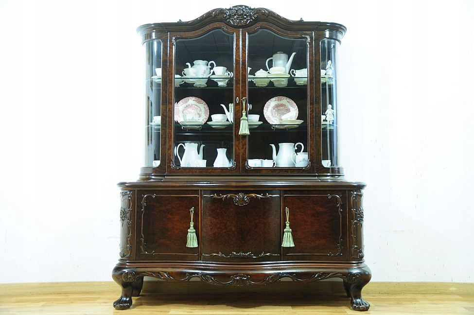 ANTYK.OKAZAŁA 100-LETNIA, ORZECHOWA WITRYNA -SERWANTKA PO RENOWACJI !!!