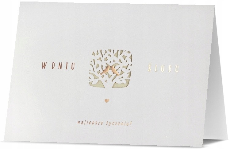 

Kartka ślubna z życzeniami satynowa subtelna H919