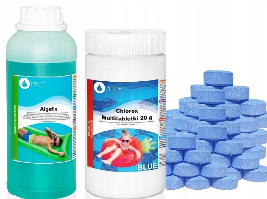 Zestaw Chlor Blue 20g Basenu Niebieskie Tabletki Multifunkcyjne Antyglon