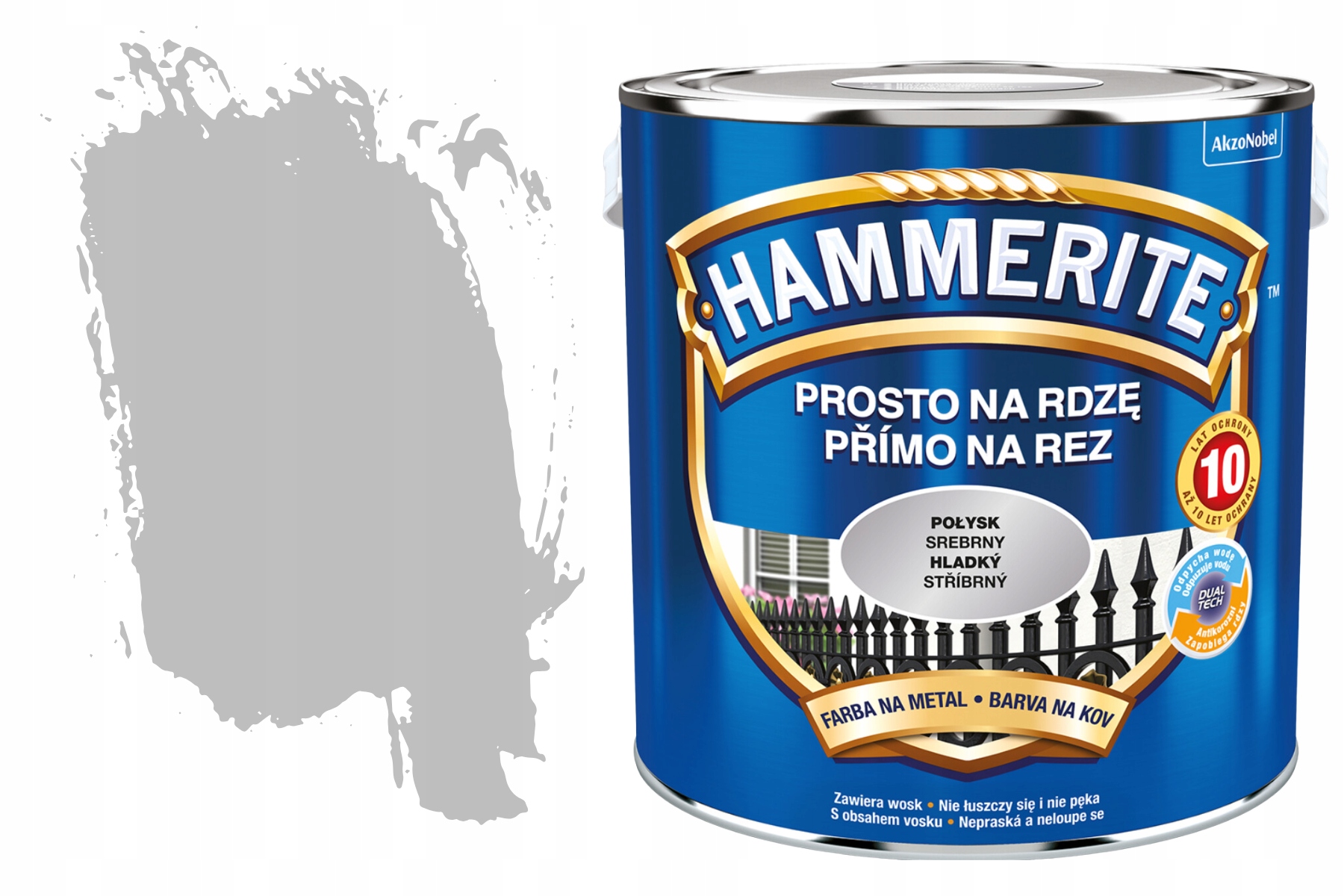 Hammerite gruntoemalia do metalu Srebrny 2,5L Antykorozyjna Na Rdzę Akzo
