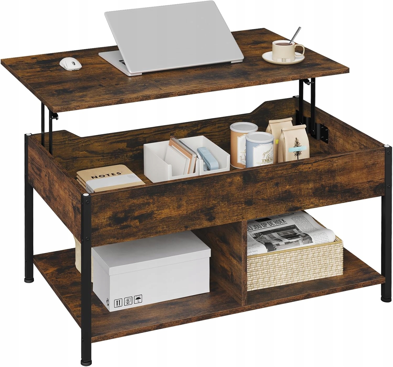 Konferenčný Stolík Lift Top nastaviteľný s úložným priestorom Loft 90 cm