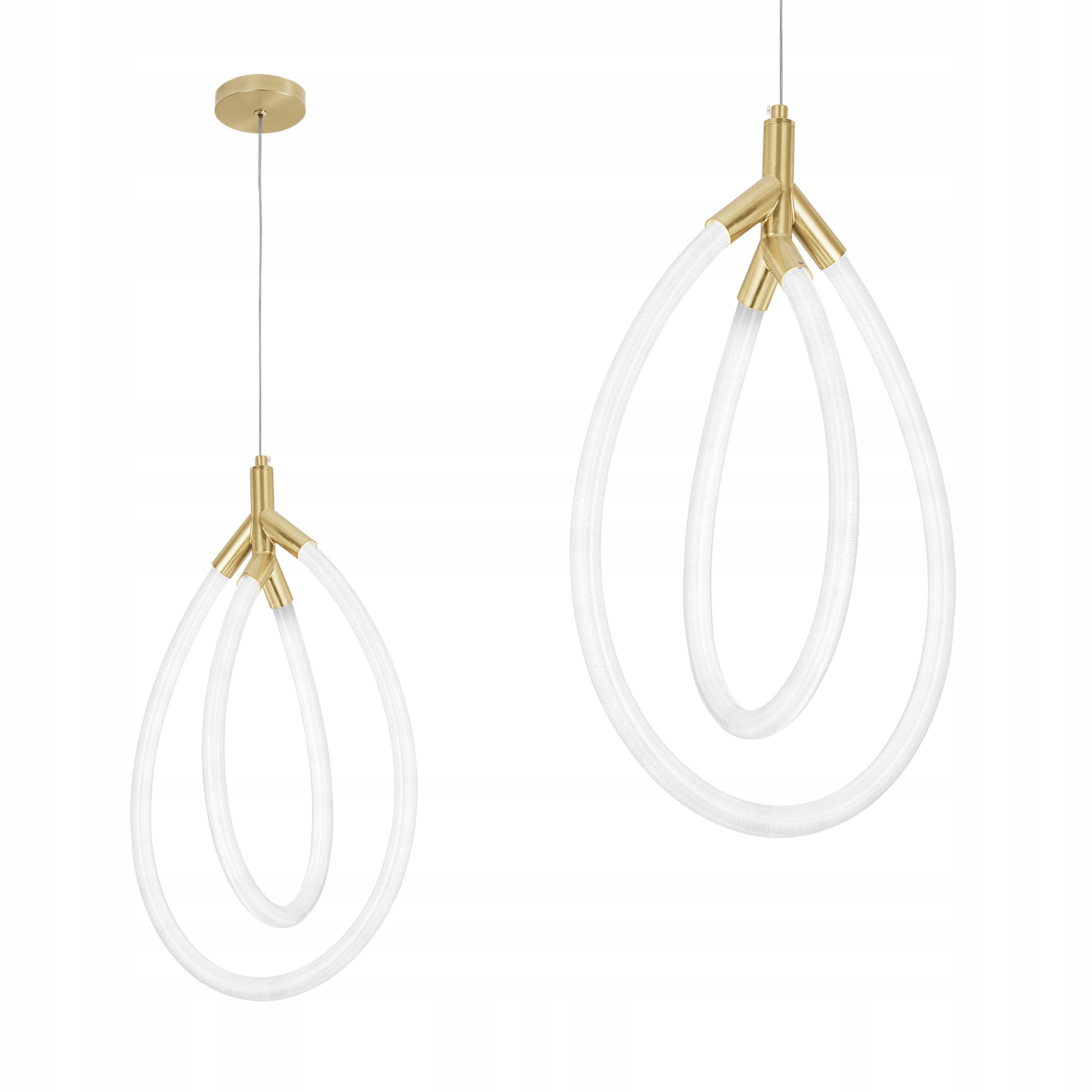 Led závesná lampa Zlatá stropná 2 oválne krúžky biela minimalistická