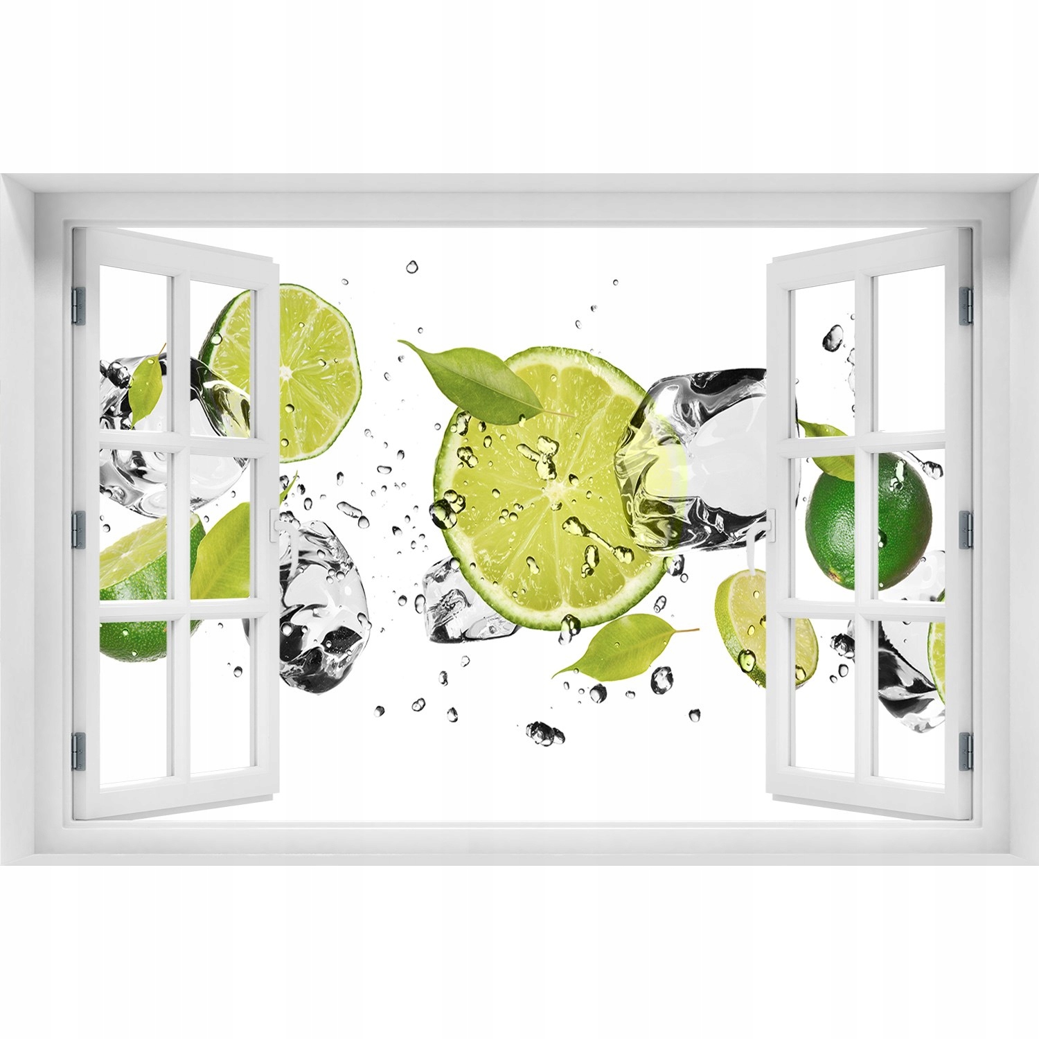 

Naklejka 3D Okno na ścianę Limonka i woda 120x80