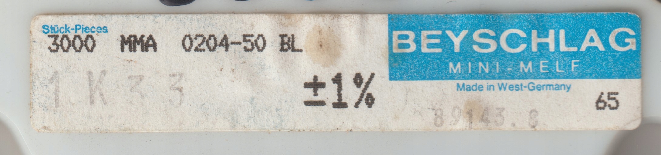 [100szt] 1K33 1% 50ppm rezystor Smd minimelf MMA0204 Beyschlag low noise
