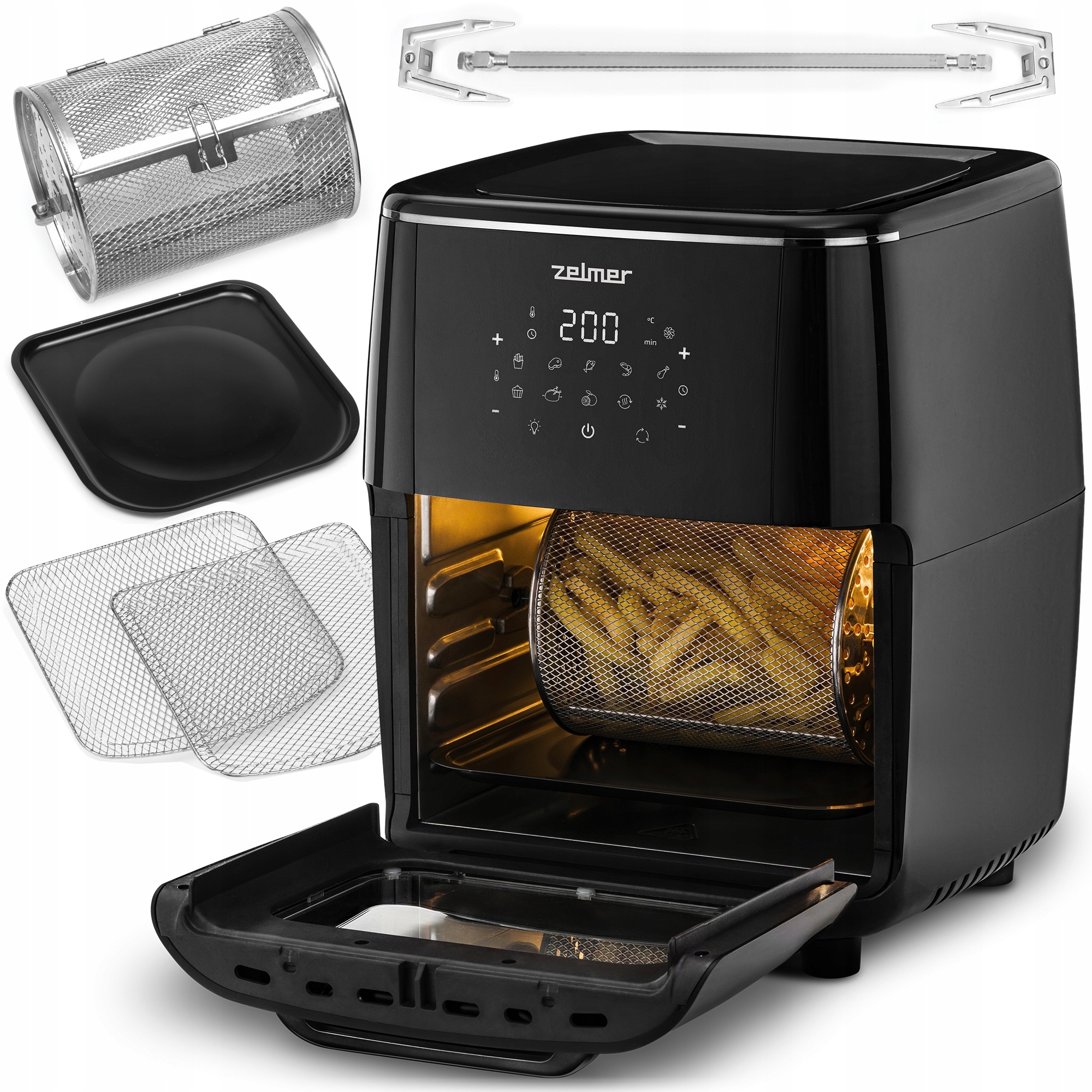 Frytkownica Beztłuszczowa Zelmer Frytownica Piekarnik Rożen Obrotowy 1700W