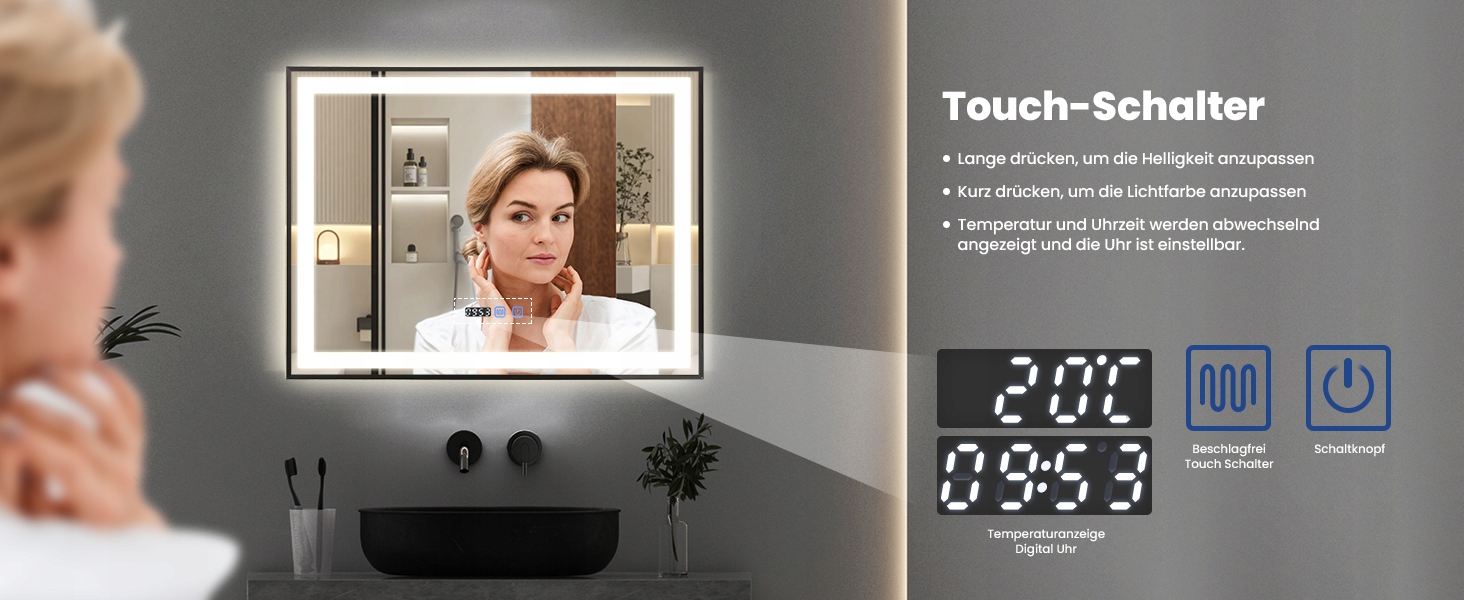 LUSTRO LED 80x60 ŁAZIENKOWE LEDOWE PODŚWIETLANE WŁĄCZNIK DOTYKOWY PREMIUM Stan opakowania oryginalne