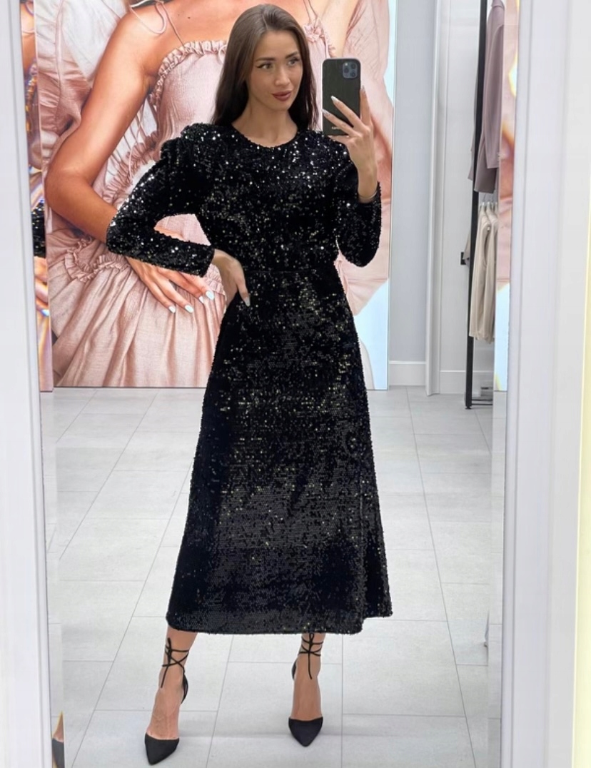 Sukně Černá Flitrová 1051 Lalous vel. M