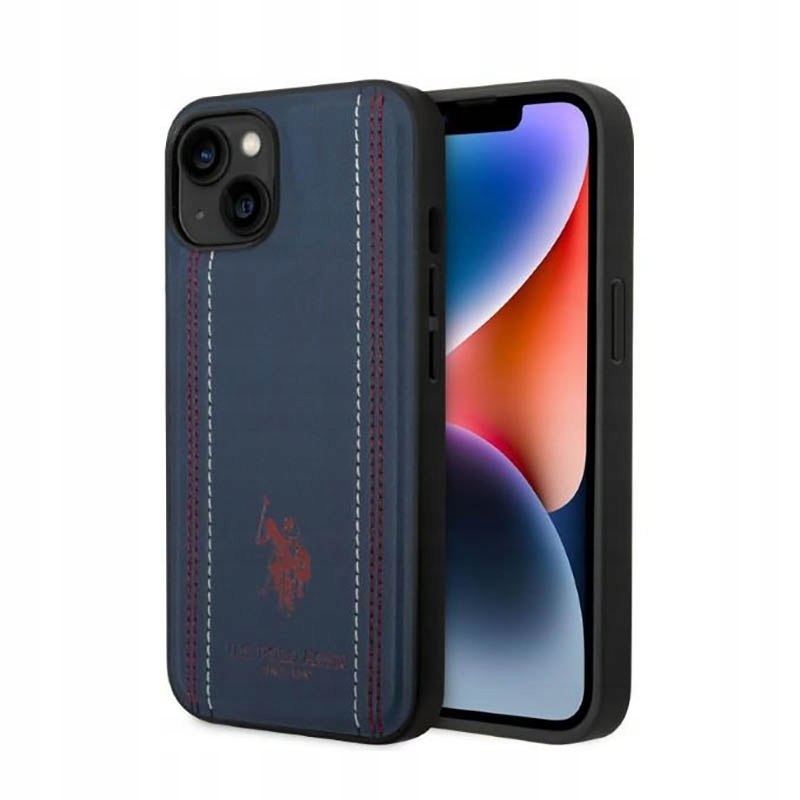 Us Polo Assn Leather Stitch Pouzdro pro iPhone 14 Plus (granátové)