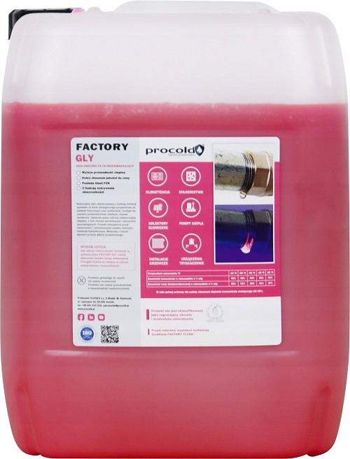 Solární kapalina Factory Gly -35°C Ekologický propanotriál Uv 20 l Procold