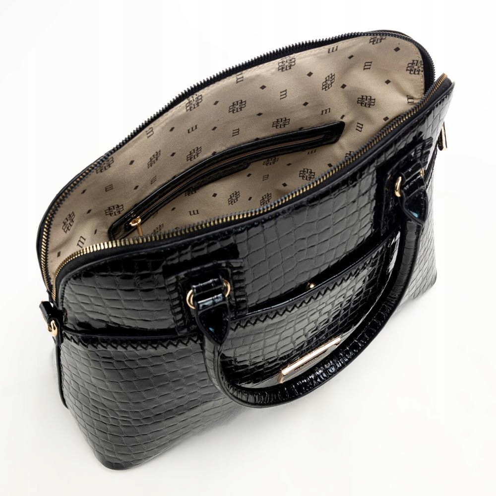 CZARNA TORBA DAMSKA AKTÓWKA MONNARI KOLEKCJA BIUROWA WĘŻOWA Materiał dominujący skóra ekologiczna