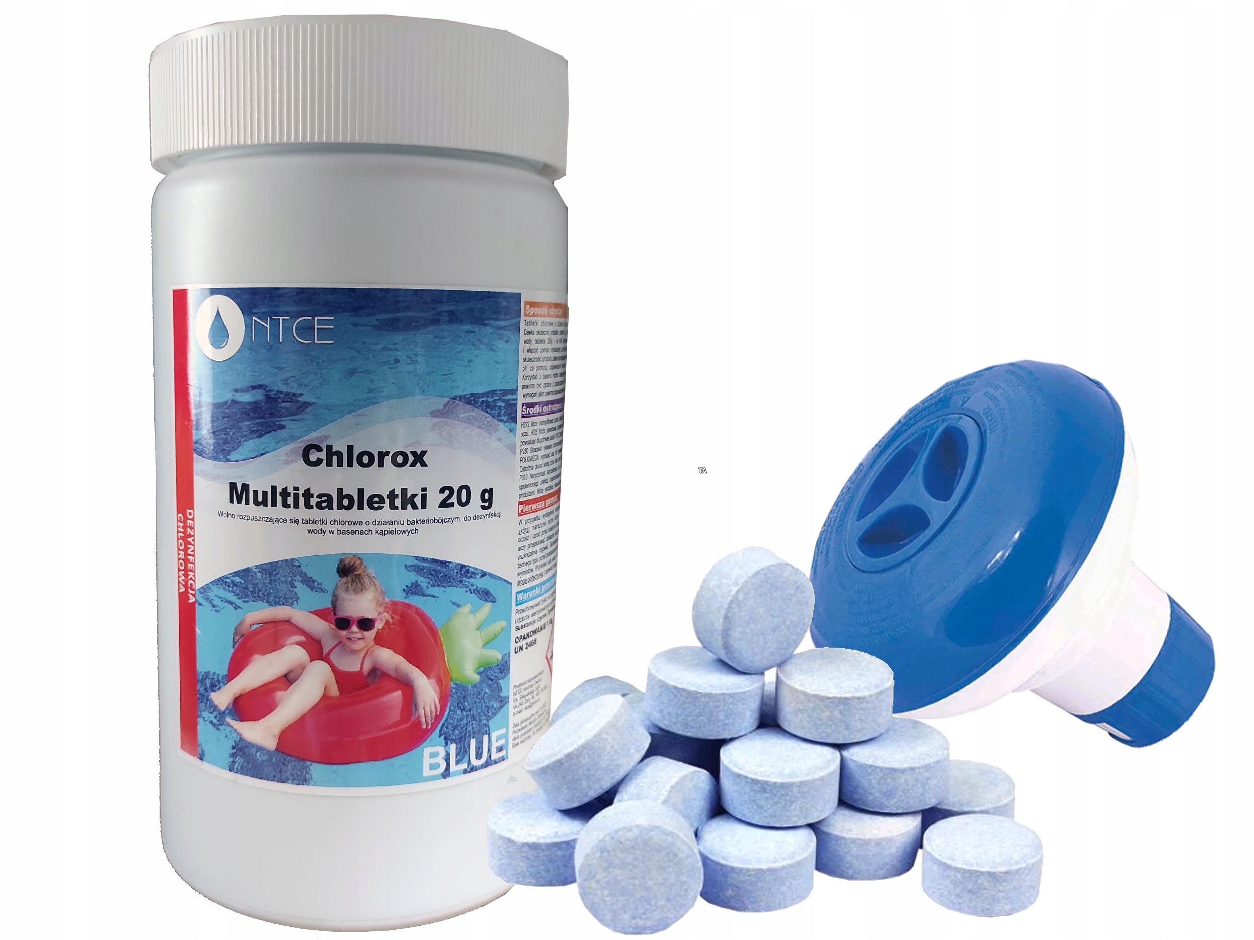 

Pływak Dozownik + Chemia Basenu Chlor Tabletki 1KG