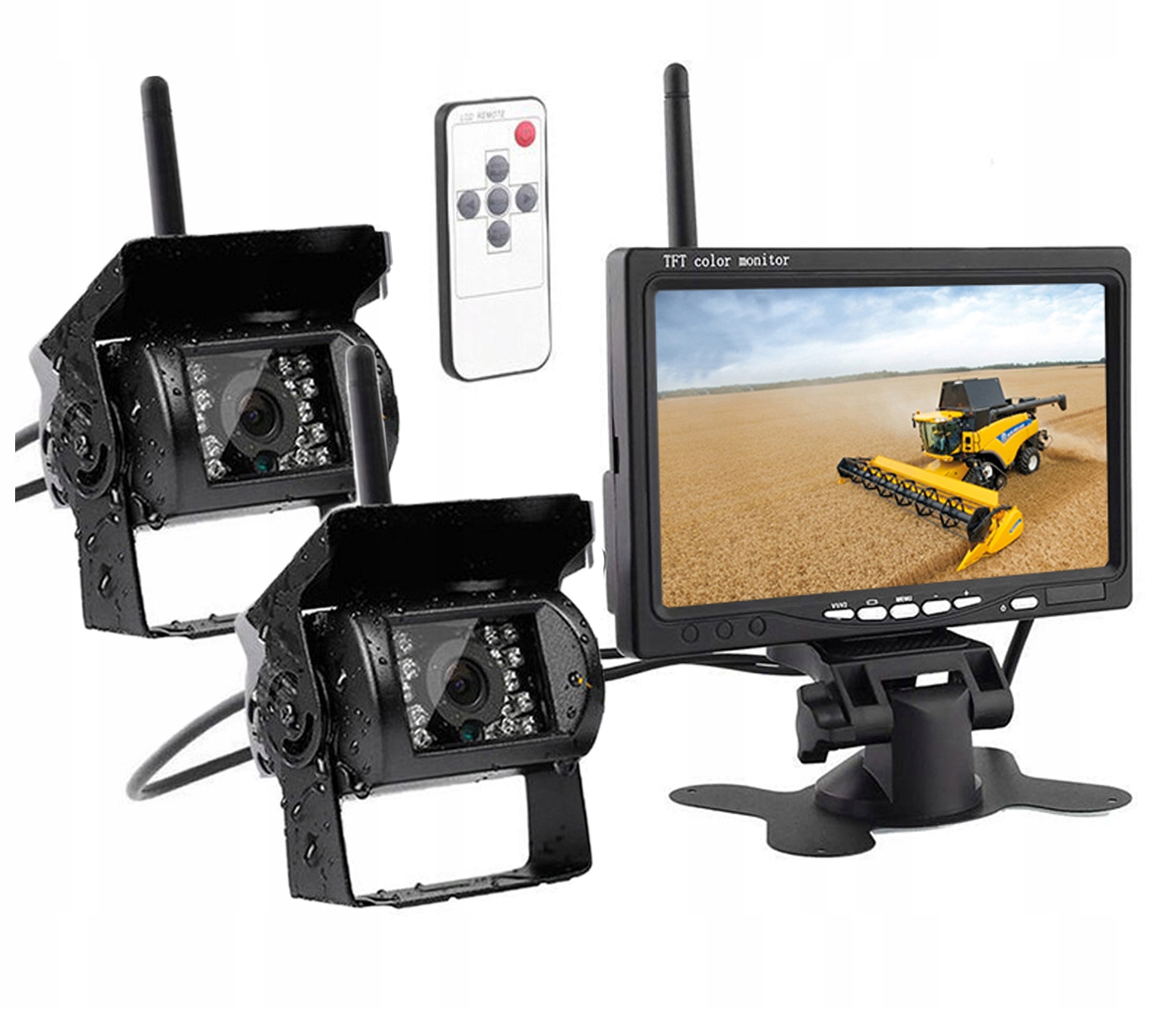 

Bezprzewodowy Monitor 2X Kamera Cofania 12V/24V