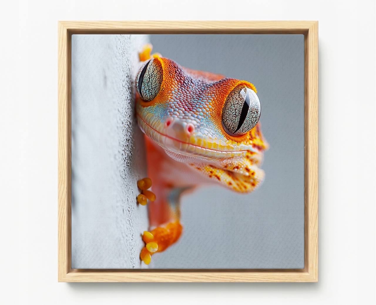 Obraz Rám American Box Foto Makro Gekon Jaszczurka Gad Exotika Oko 60x60