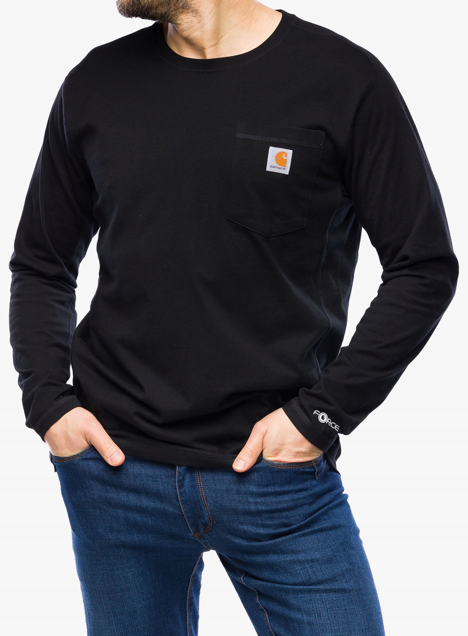 Tričko s dlouhým rukávem Carhartt Force Flex Pocket T-Shirt L/s černá M