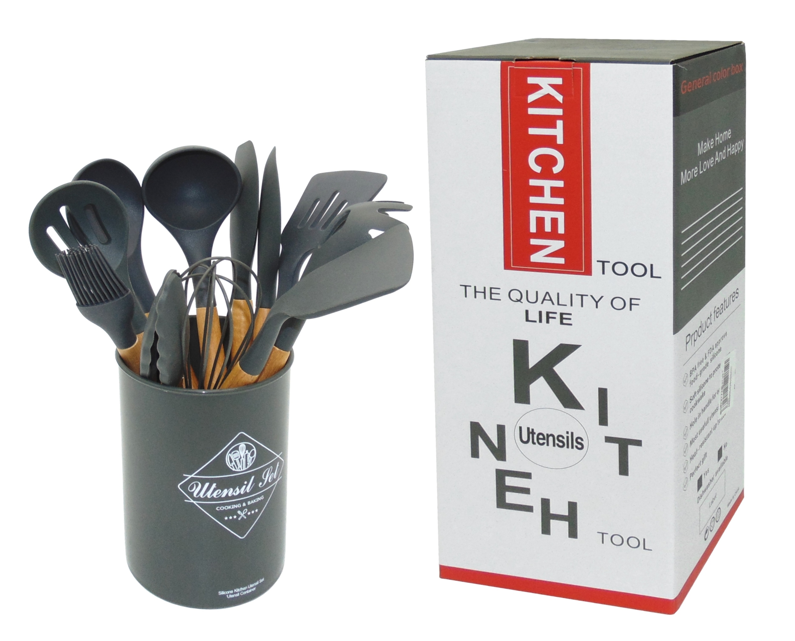 

Zestaw 11 Przyborów Kuchennych Silikon Pojemnik