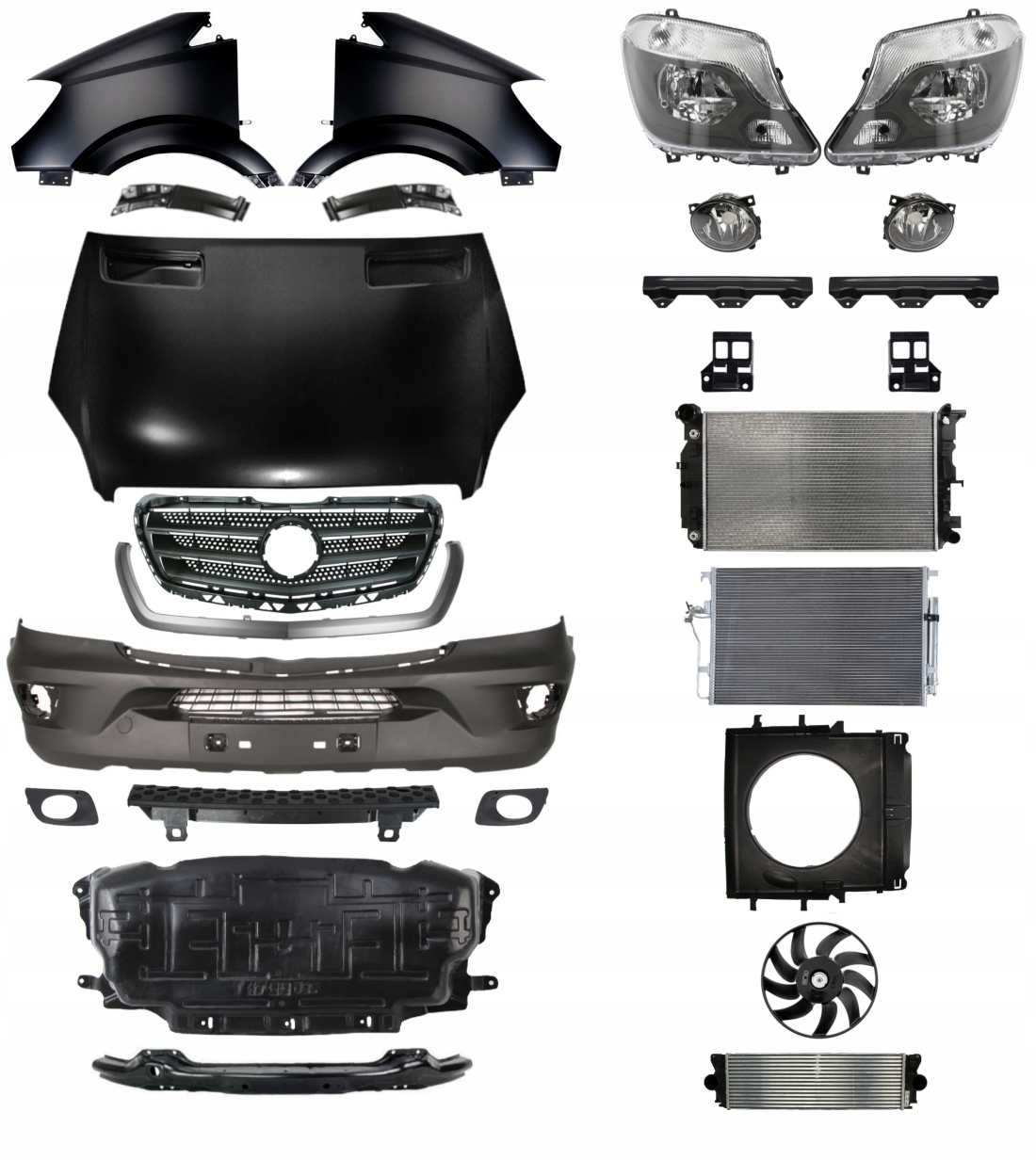 Mercedes Benz Sprinter 13-18 Zderzak Pas Maska ZESTAW CZĘŚCI